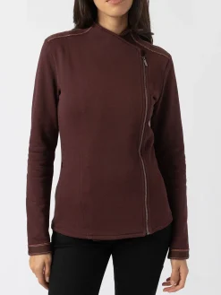 Cotton Biker Jacket - Maroon - Bronze Stripe