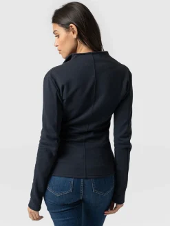 Cotton Biker Jacket - Navy
