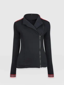 Cotton Biker Jacket - Navy Stripe
