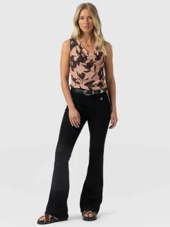 Cowl Neck Cami - Brown Floral
