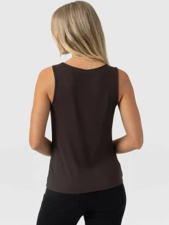 Cowl Neck Cami - Brown Floral