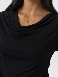 Cowl Neck Tee - Black