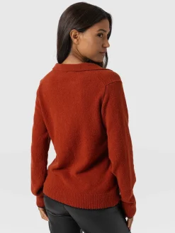 Delphi Polo Knit - Burnt Orange