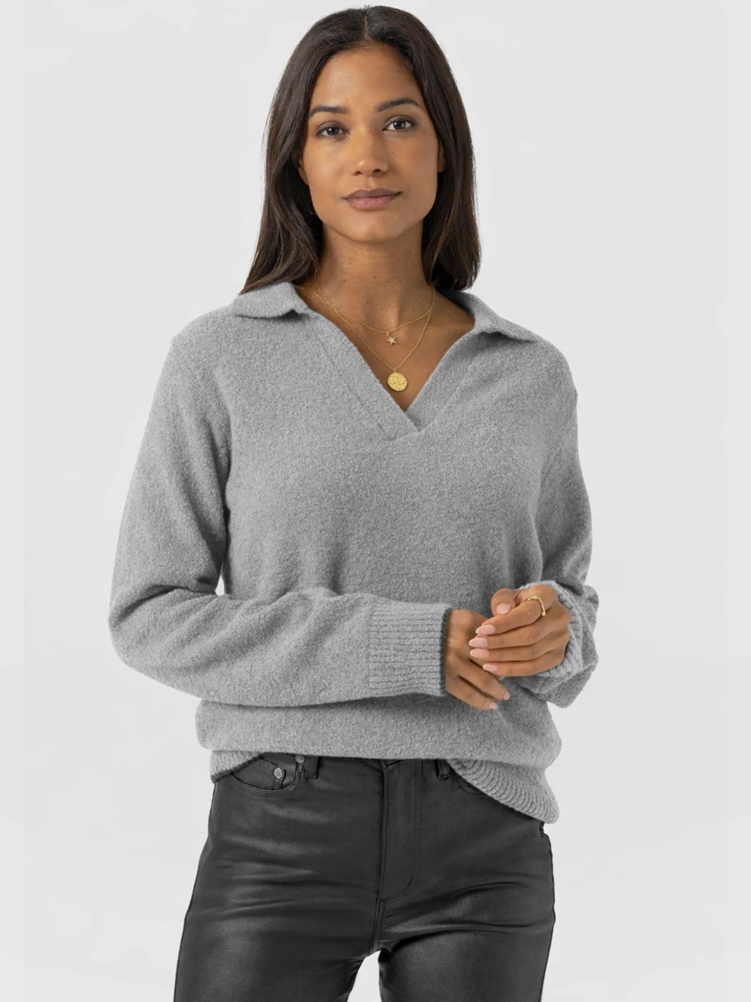 Delphi Polo Knit - Grey