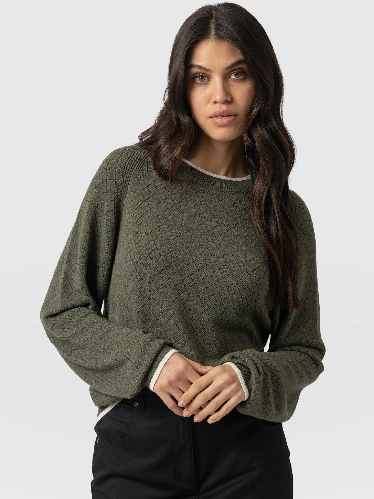 Diamond Knit Sweater - Khaki