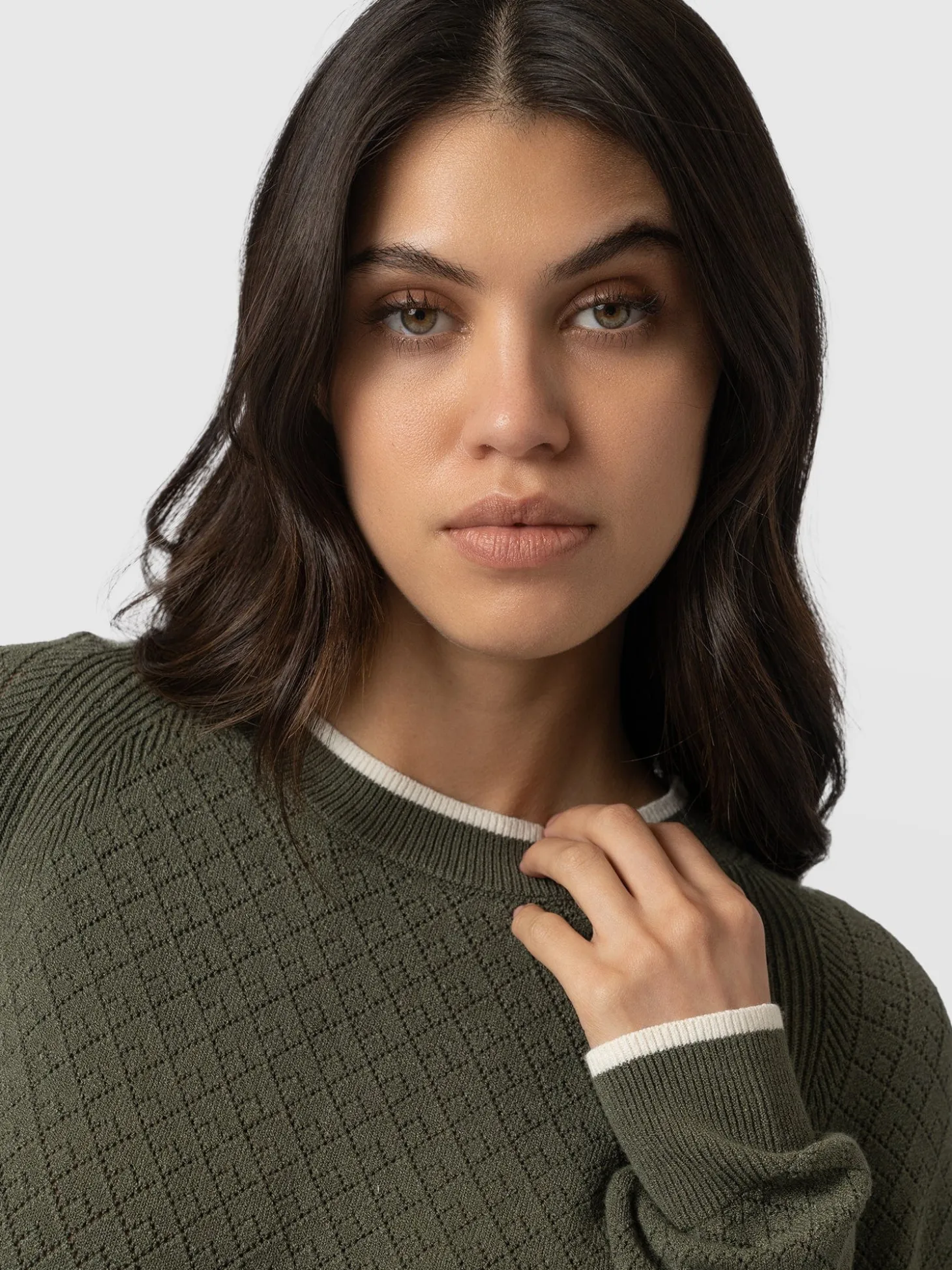 Diamond Knit Sweater - Khaki