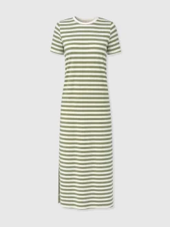 Easy T - Shirt Midi Dress - Green Stripe