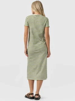 Easy T - Shirt Midi Dress - Green Stripe