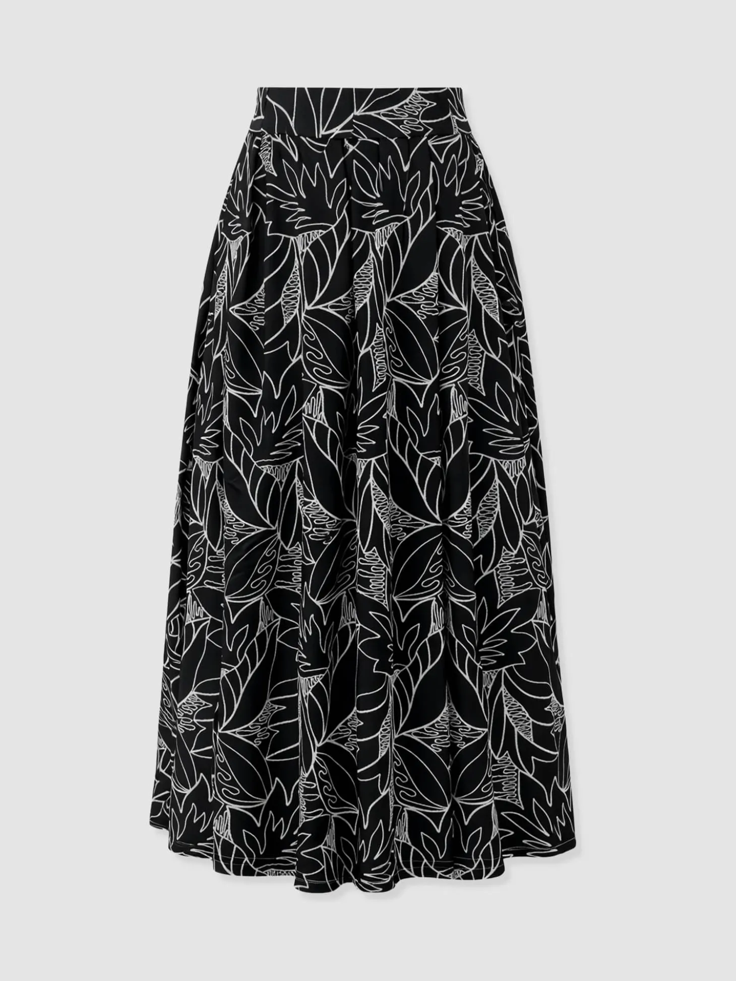 Eliza Pleated Skirt - Black Embroidered