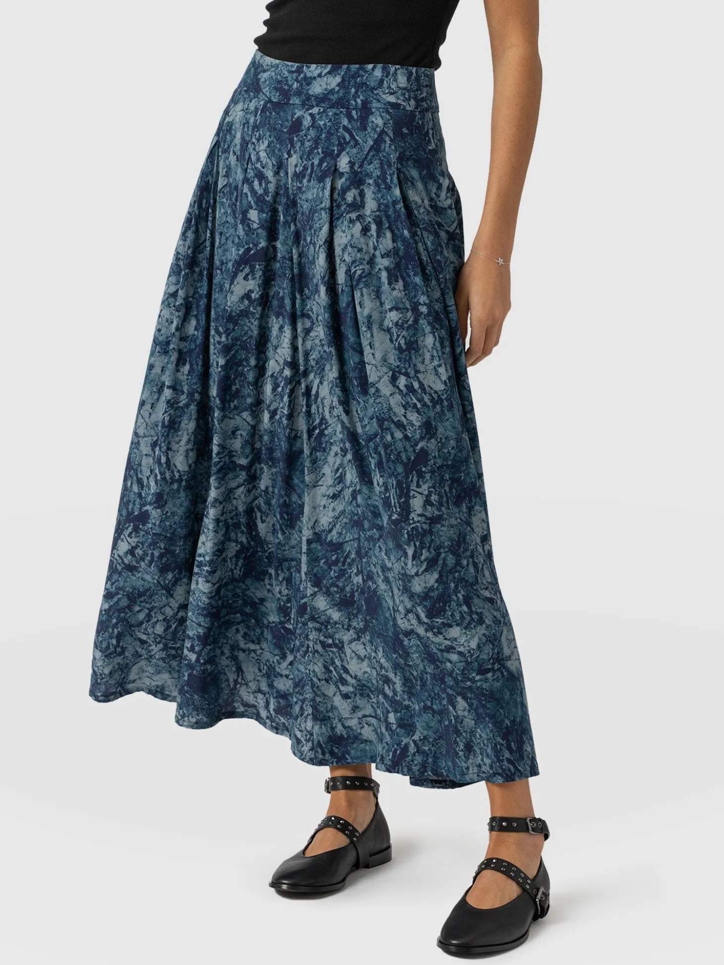 Eliza Pleated Skirt - Blue Marble