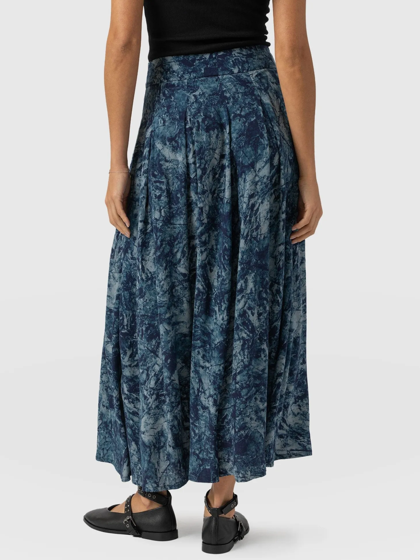 Eliza Pleated Skirt - Blue Marble