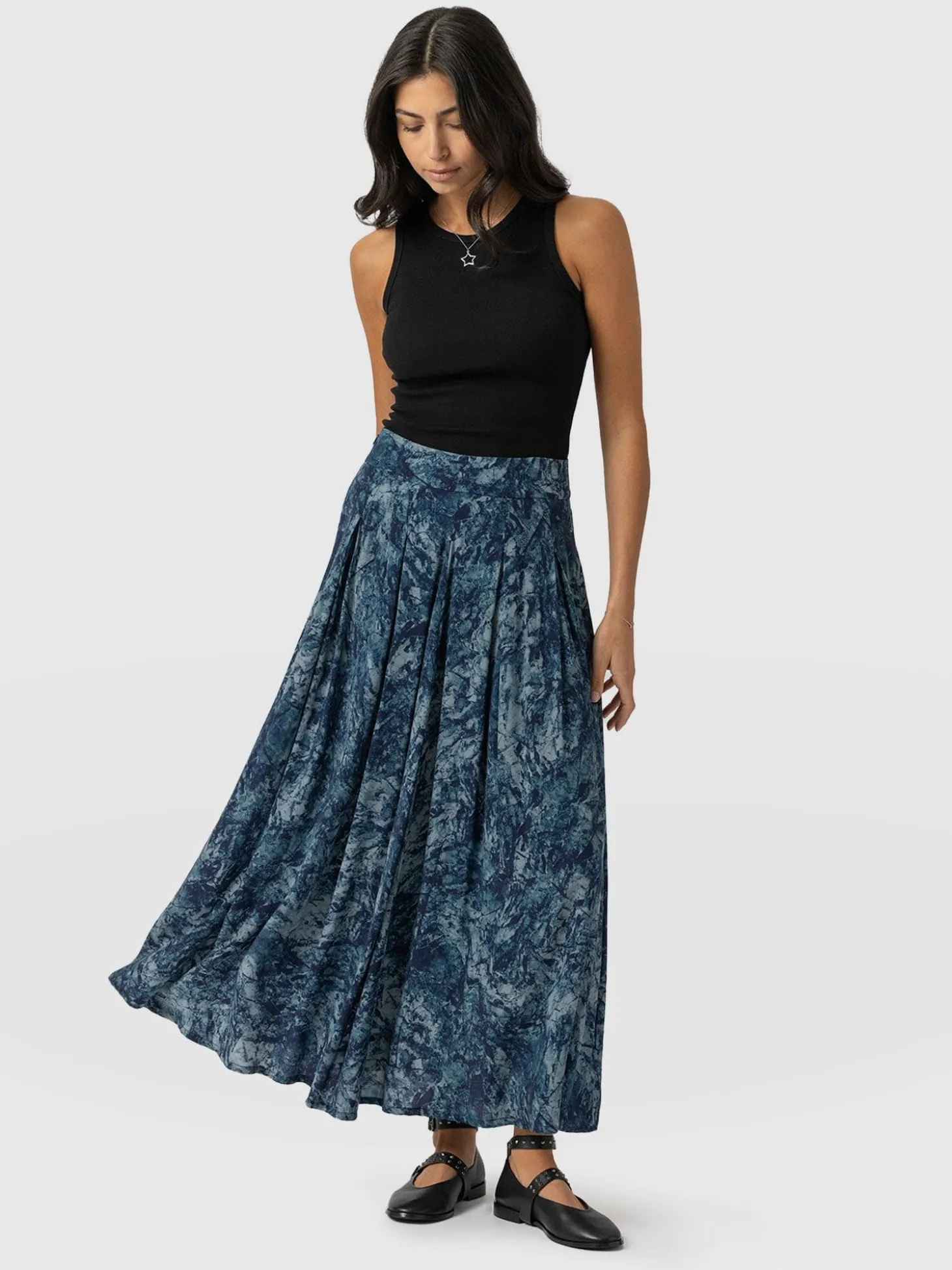 Eliza Pleated Skirt - Blue Marble
