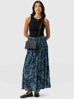 Eliza Pleated Skirt - Blue Marble