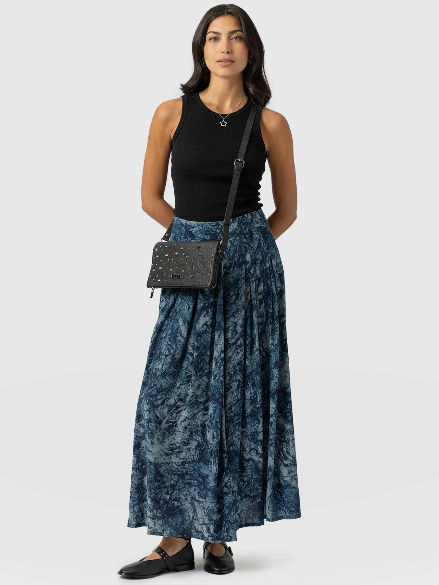 Eliza Pleated Skirt - Blue Marble