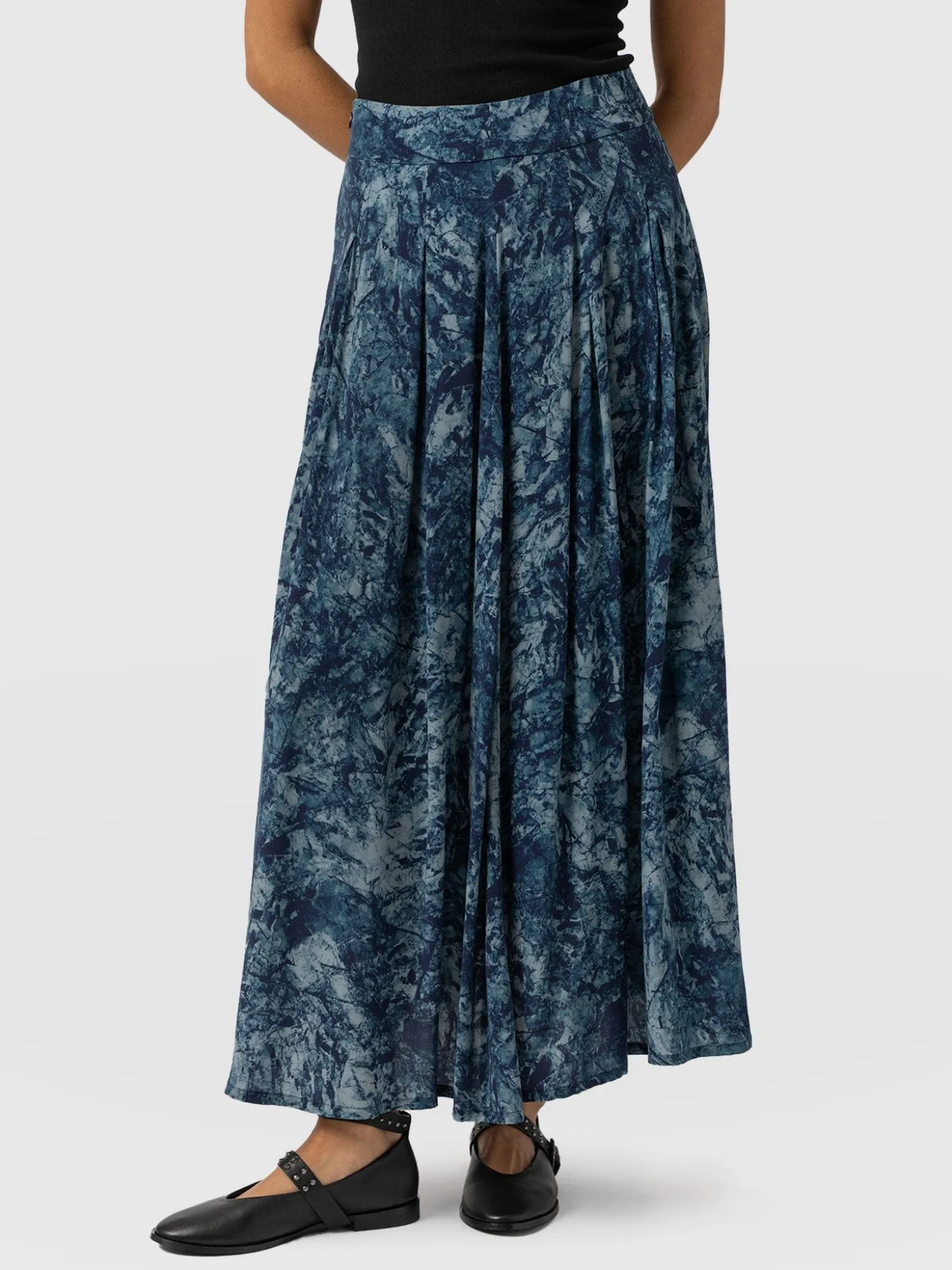 Eliza Pleated Skirt - Blue Marble