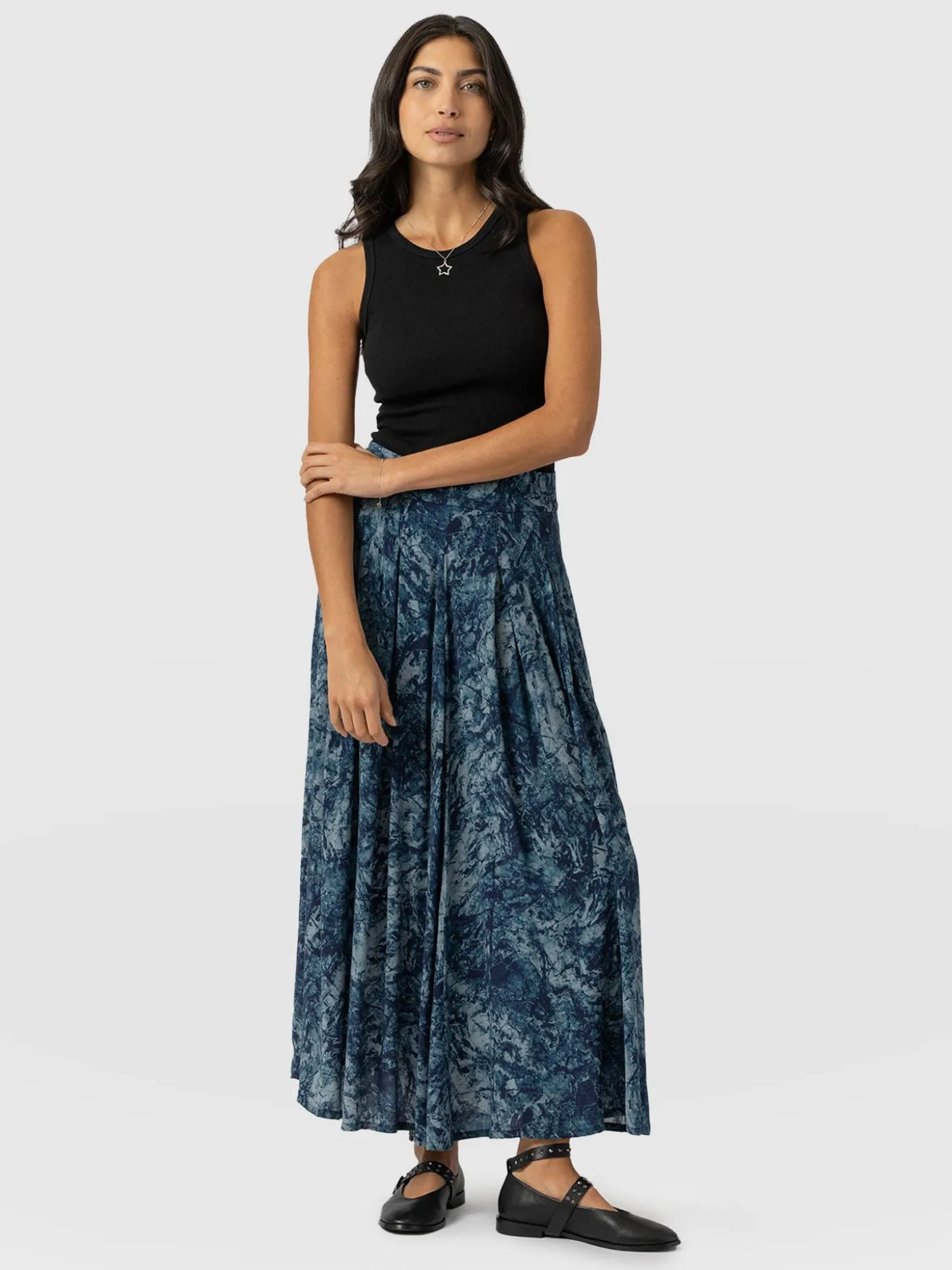 Eliza Pleated Skirt - Blue Marble