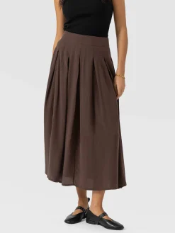 Eliza Pleated Skirt - Brown