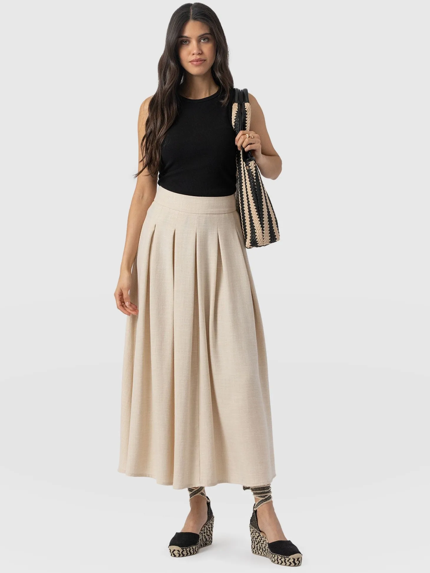 Eliza Pleated Skirt - Cream