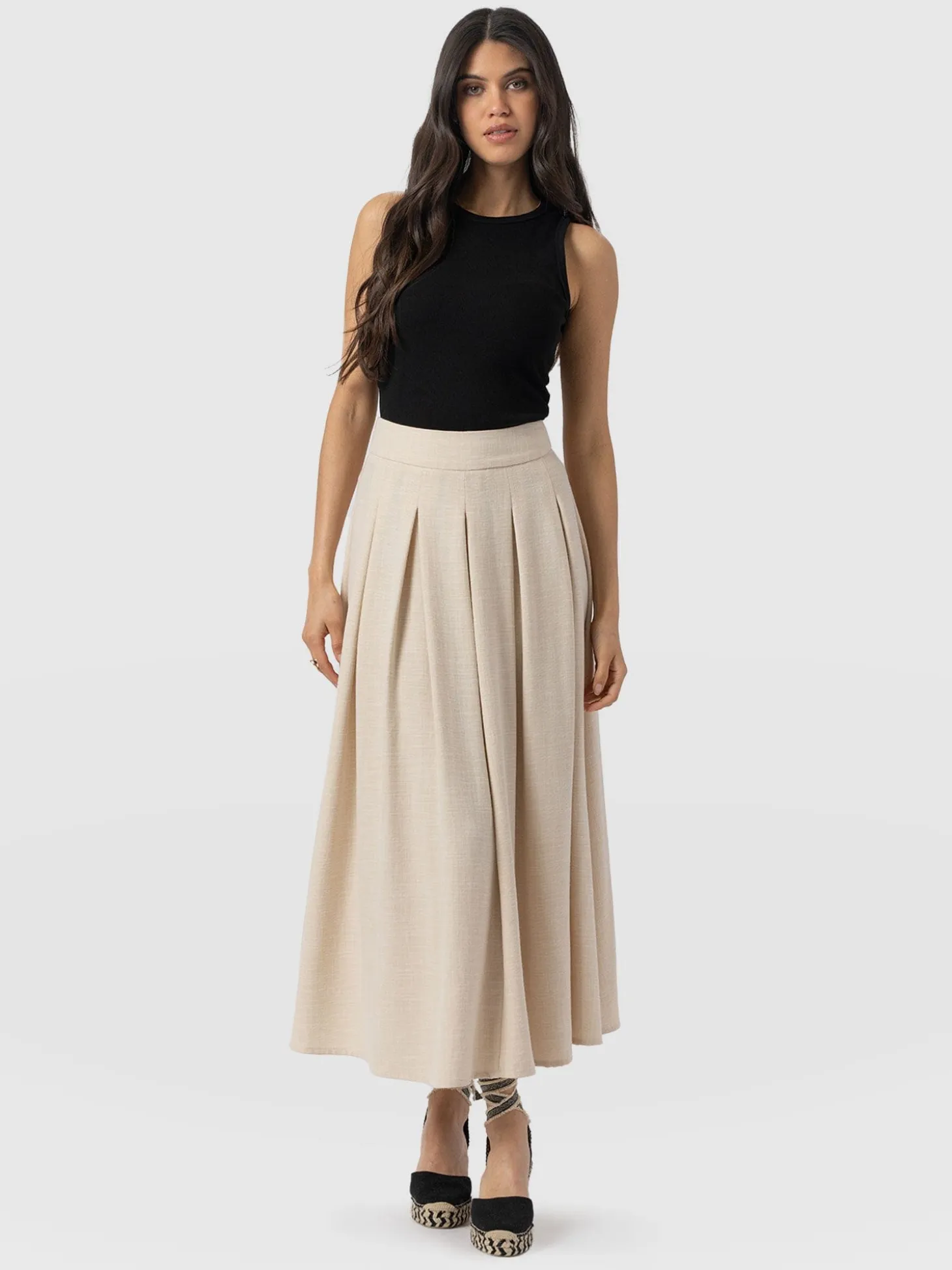 Eliza Pleated Skirt - Cream