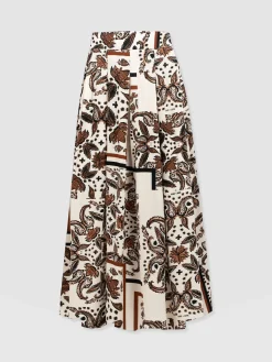 Eliza Pleated Skirt - Cream Paisley