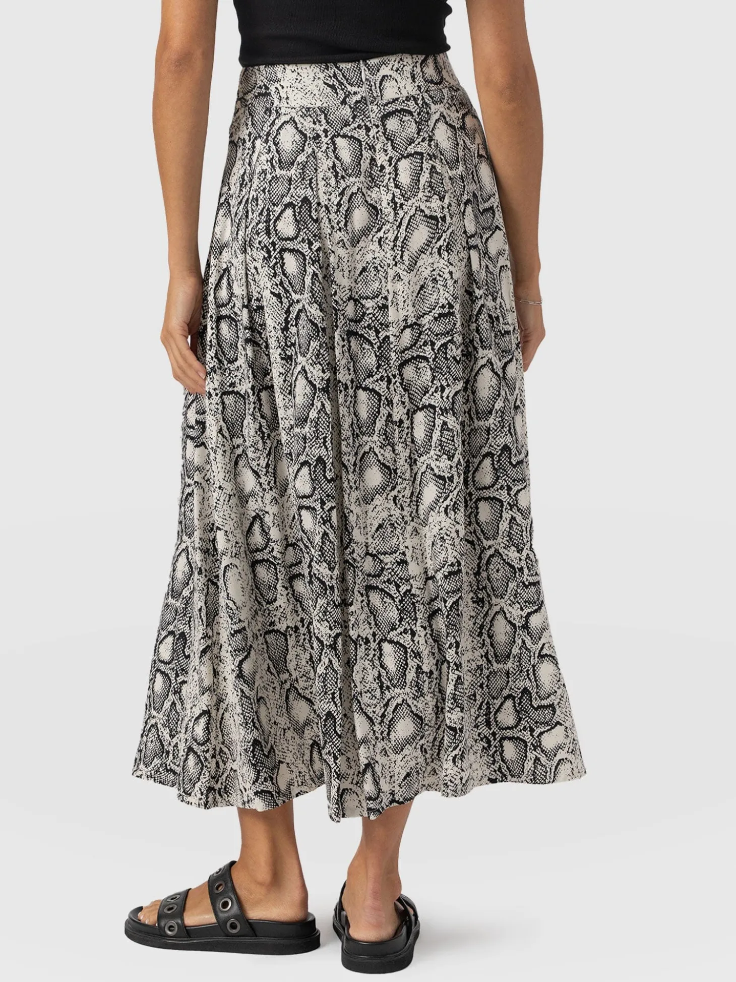 Eliza Pleated Skirt - Cream Snake