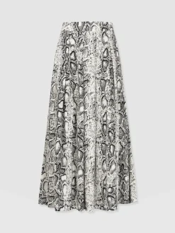 Eliza Pleated Skirt - Cream Snake