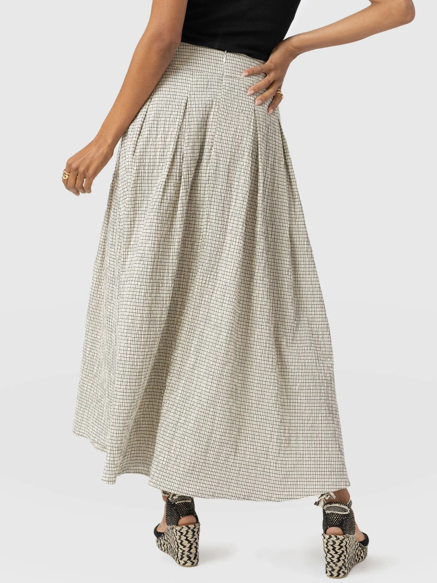 Eliza Pleated Skirt - Gingham