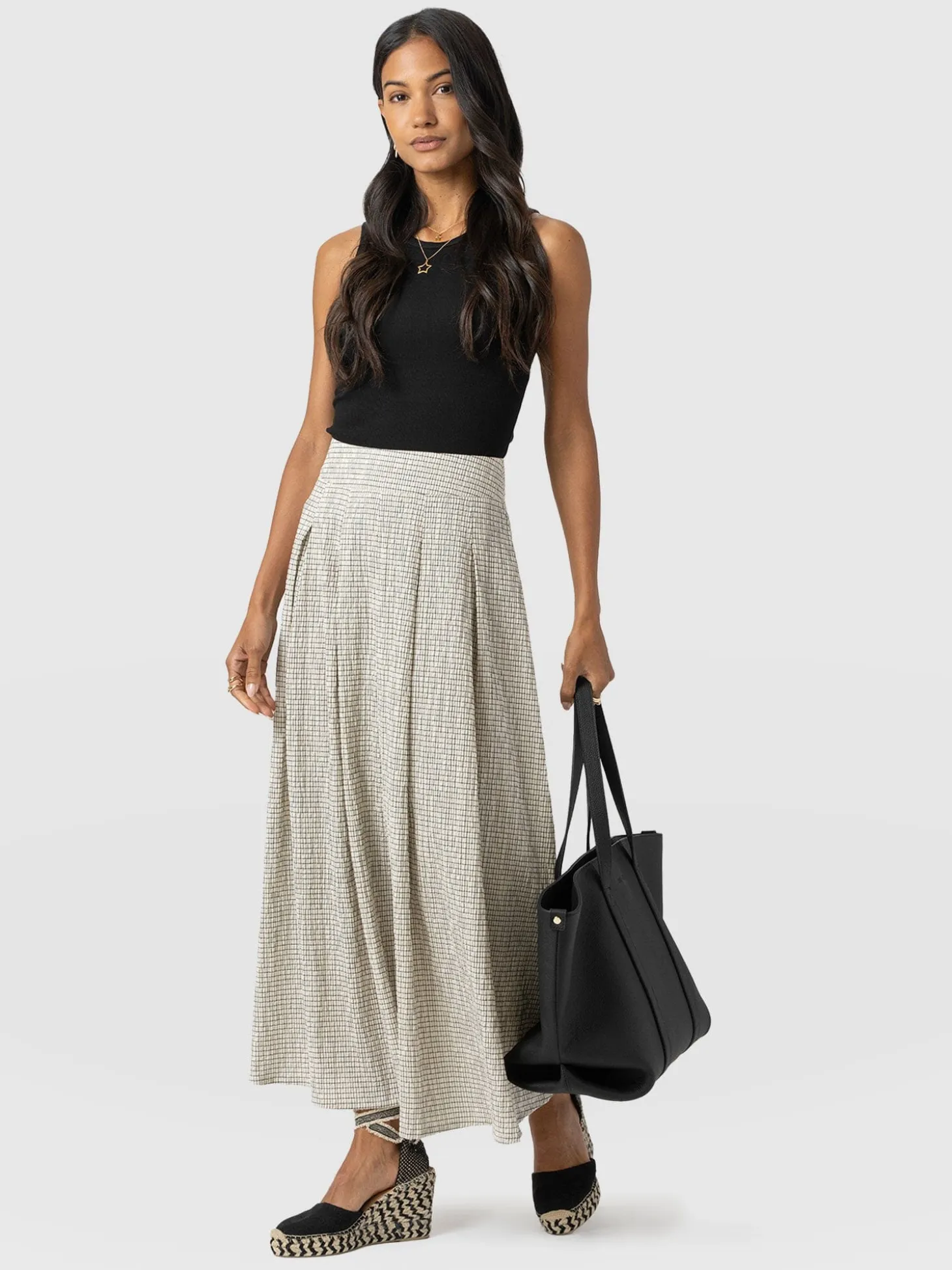 Eliza Pleated Skirt - Gingham