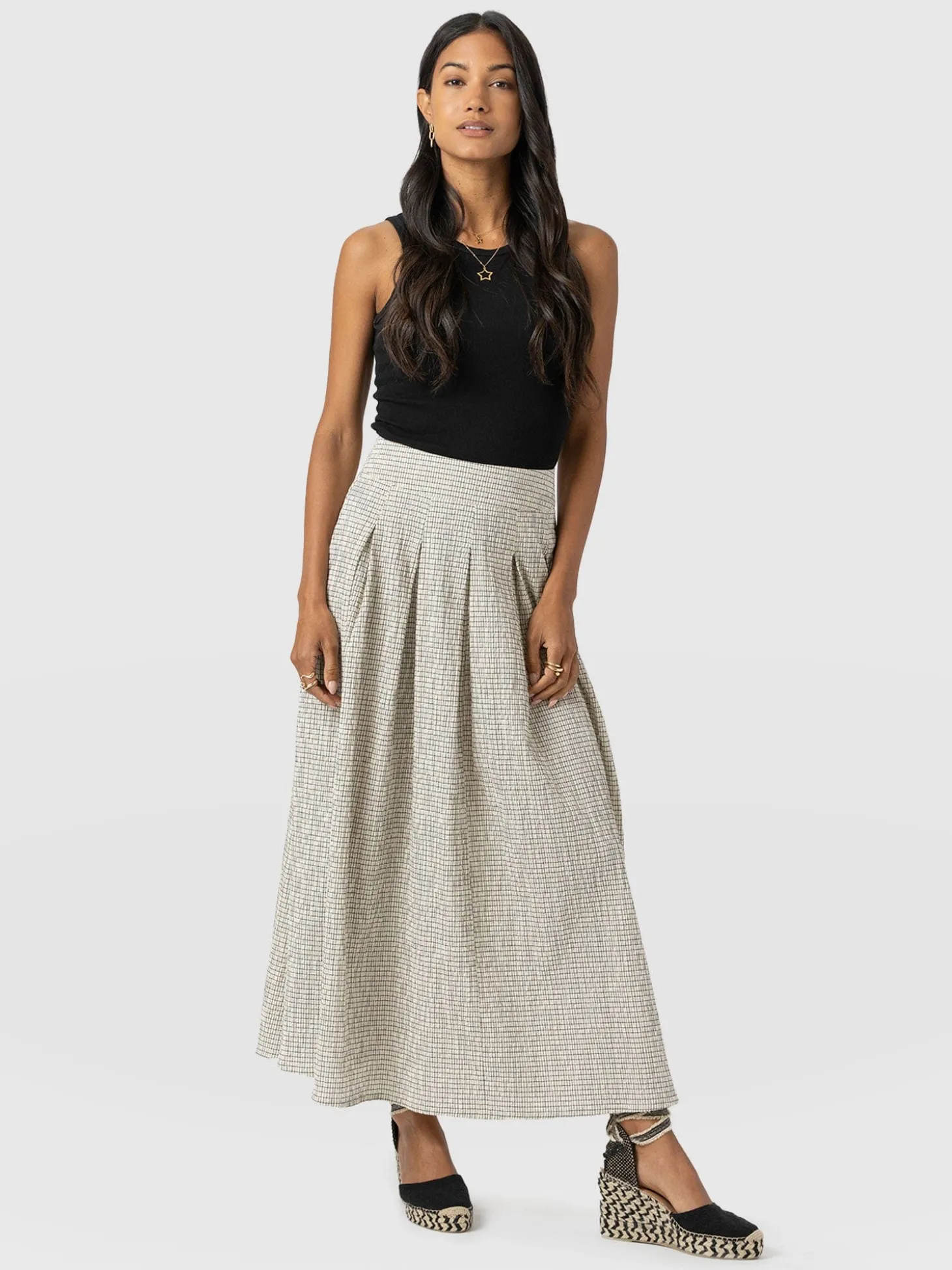 Eliza Pleated Skirt - Gingham