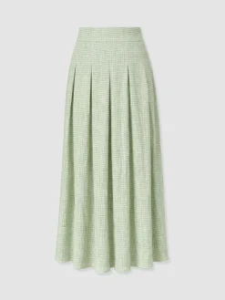Eliza Pleated Skirt - Mint Gingham