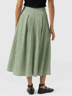 Eliza Pleated Skirt - Mint Gingham