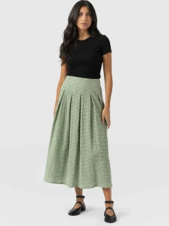 Eliza Pleated Skirt - Mint Gingham