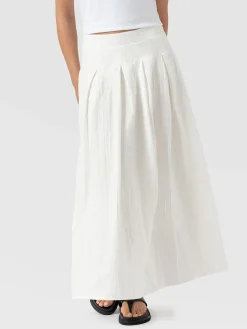 Eliza Pleated Skirt - White Textured