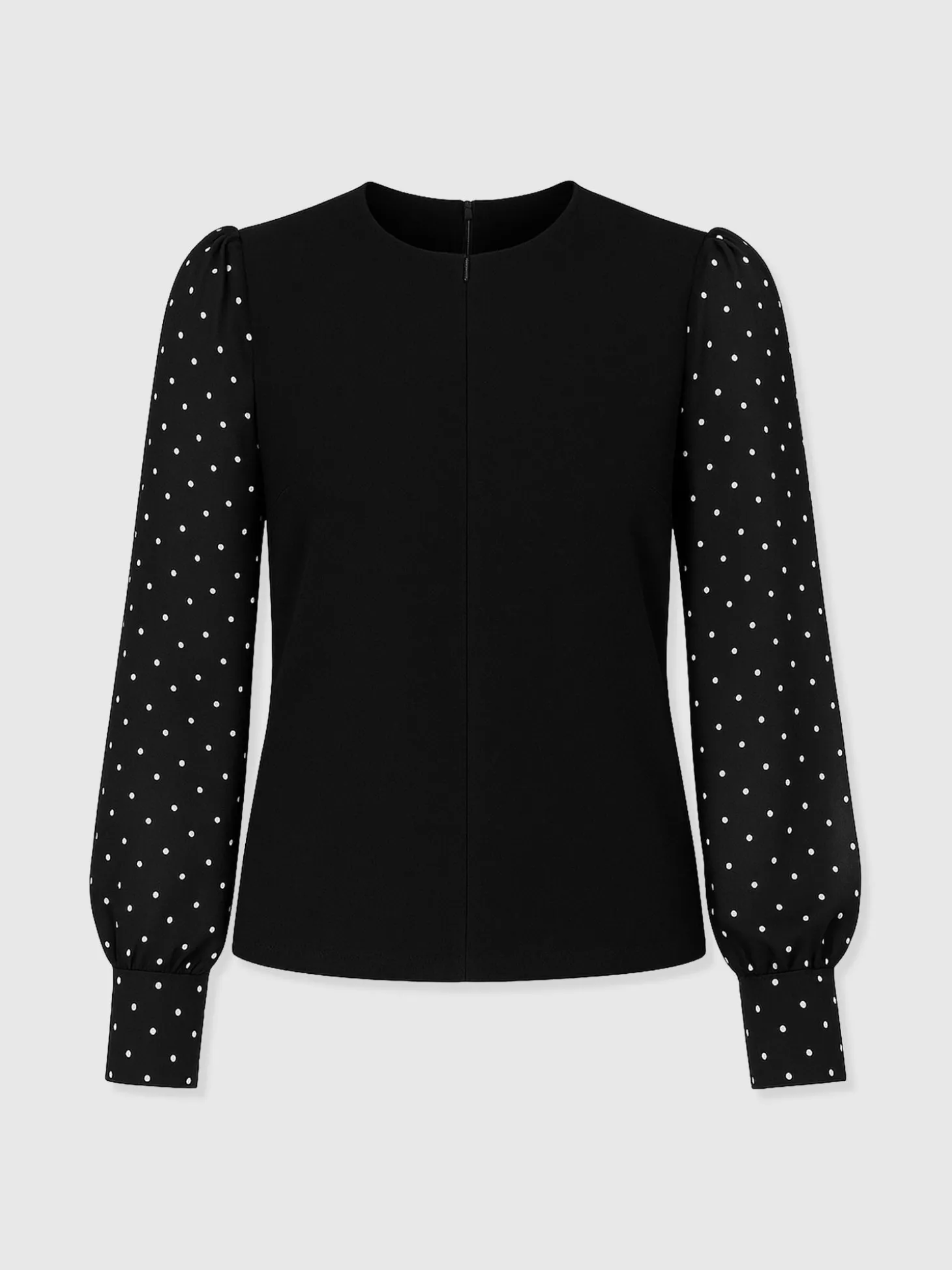Ella Zip Up Top - Black Polka Dot