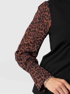 Ella Zip Up Top - Brown Leopard