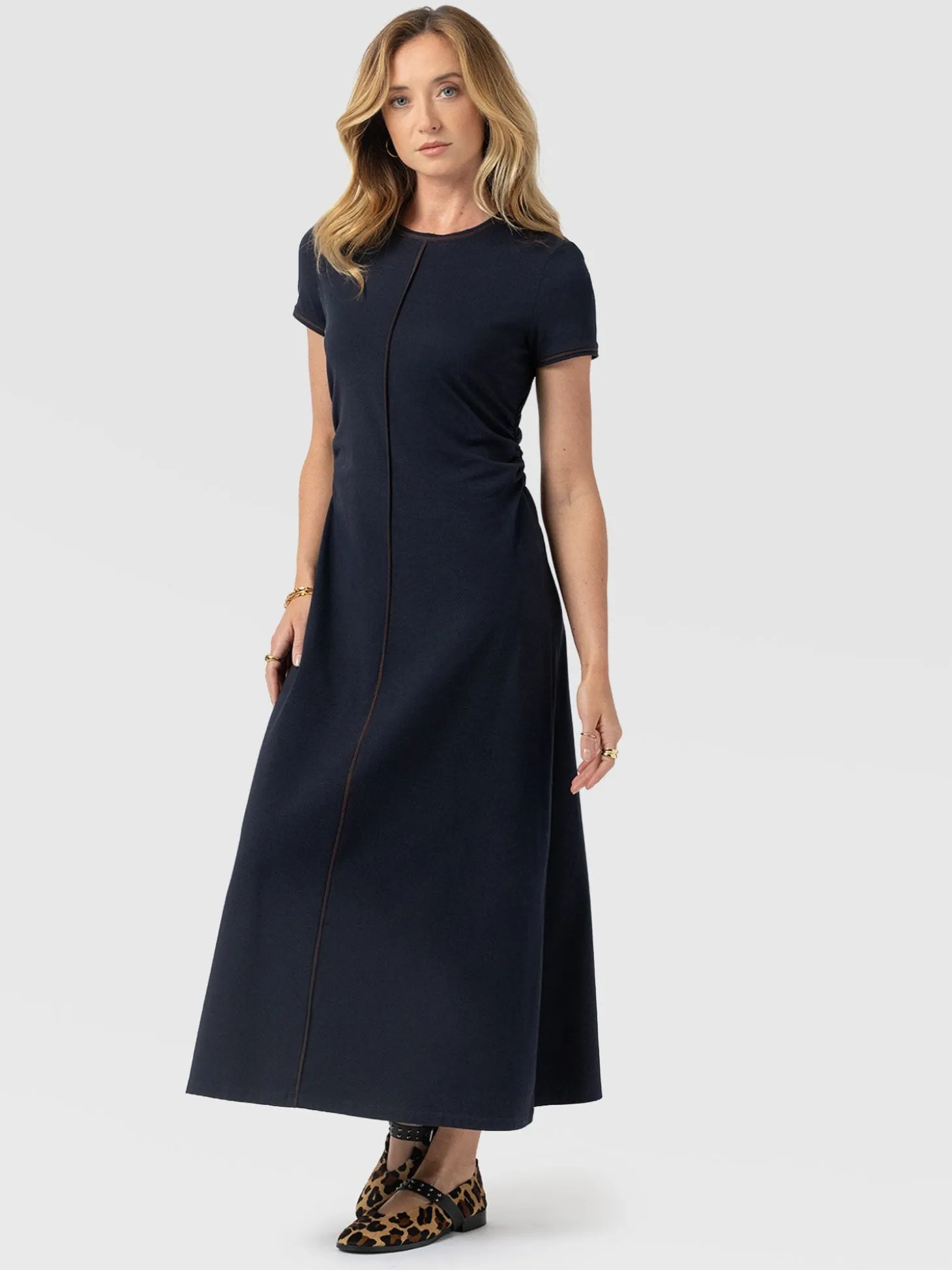 Ellen Piping Dress - Navy