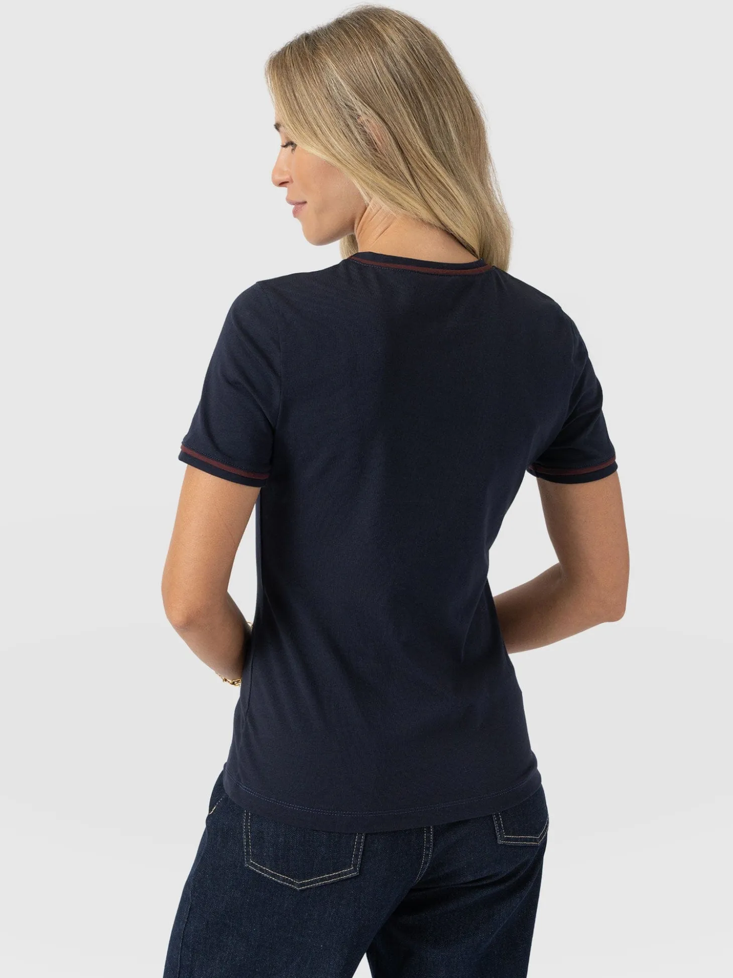 Ellen Piping Tee - Navy