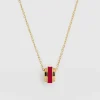 Enamel Stripe Charm Necklace - Gold/Red