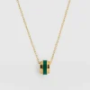 Enamel Stripe Charm Necklace - Gold/Green