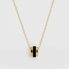 Enamel Stripe Charm Necklace - Gold/Black