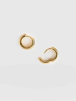 Enamel Stripe Huggie Earrings - Gold/Red