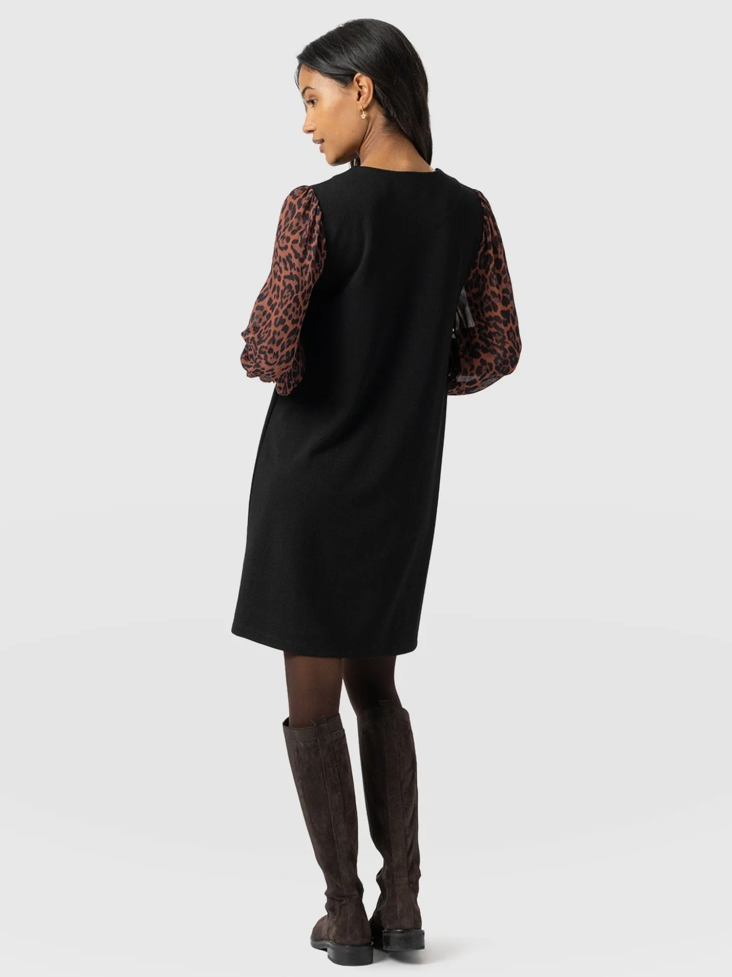 Esme Zip Up Dress - Brown Leopard