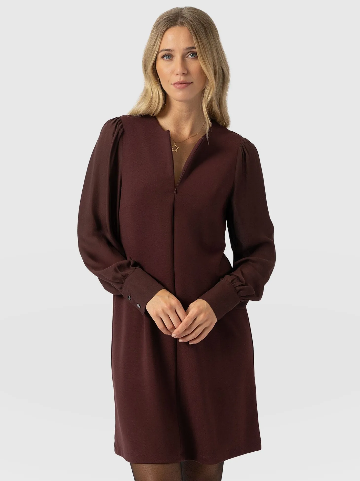 Esme Zip Up Dress - Maroon