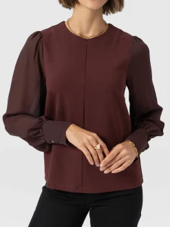 Esme Zip Up Top - Maroon