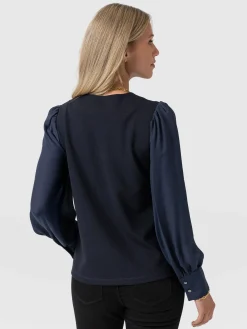 Esme Zip Up Top - Navy