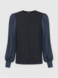 Esme Zip Up Top - Navy