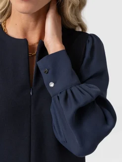Esme Zip Up Top - Navy