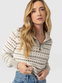 Ester Quarter Zip Knit - Beige
