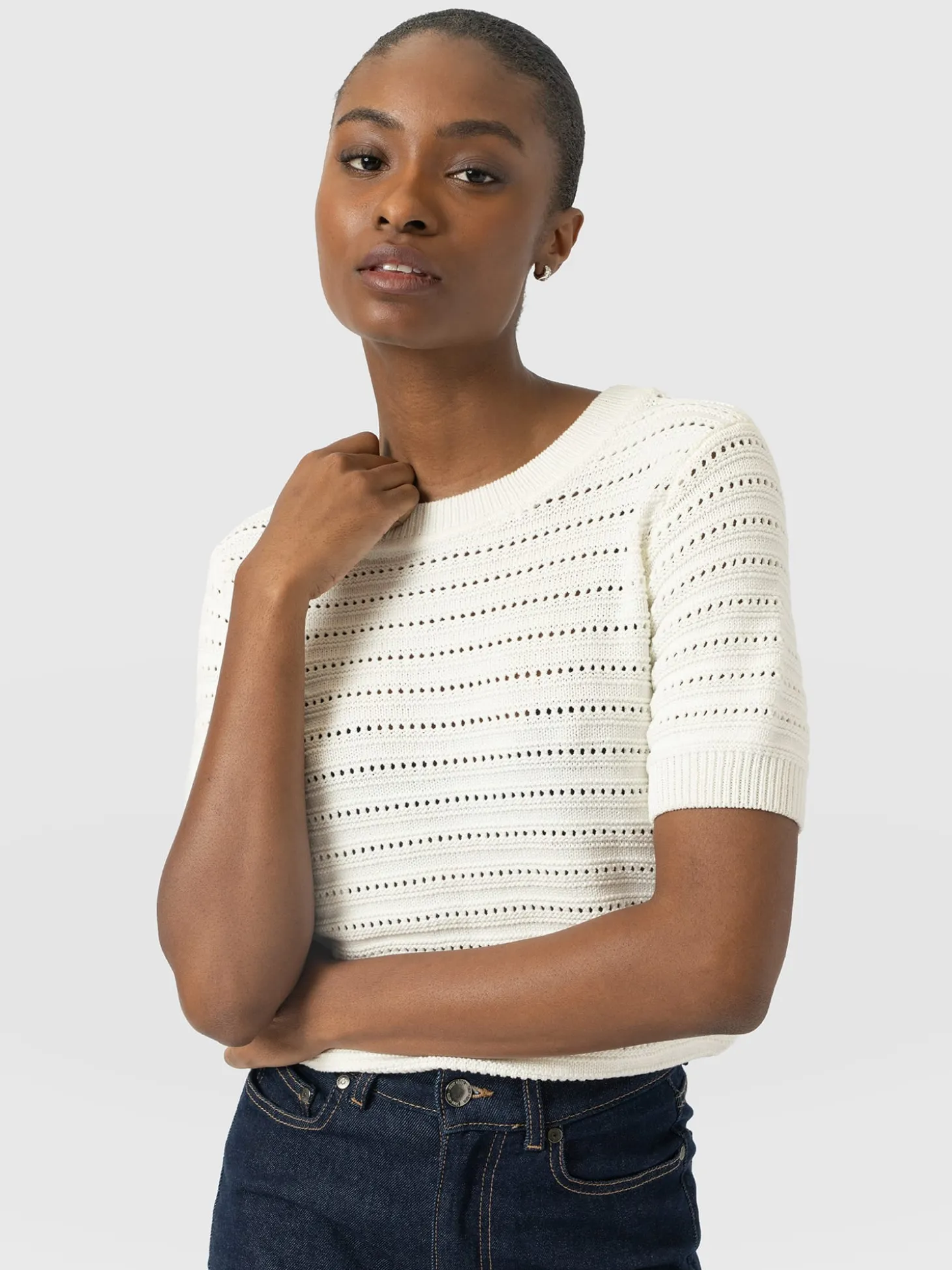 Ester Short Sleeve Knit - Cream
