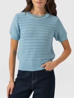 Ester Short Sleeve Knit - Powder Blue